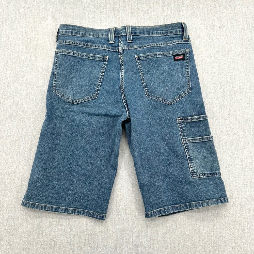 Genuine Dickies Carpenter Shorts Mens 32 Blue Denim Utility Stretch Skater Y2K